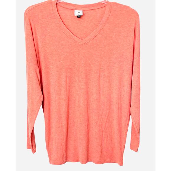 CABI LONG SLEEVE V-NECK PULL-OVER TOP/T-SHIRT, WOMENS, M, PEACH, RAYON - Picture 1 of 11